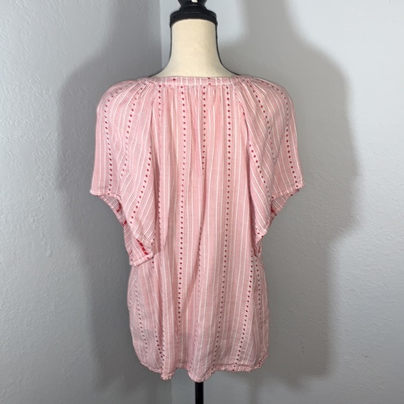 Caffe Marrahesh Red and White Short Sleeve Blouse Size Medium - Picture 4 of 16